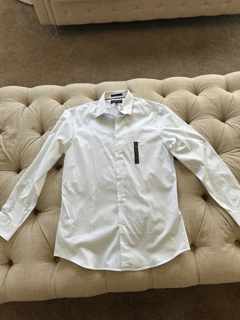 Banana Republic White Micro-Dot Spread Collar Dress Shirt